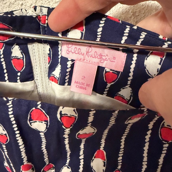 Lilly Pulitzer Navy and Pink Mini Skirt - Picture 2 of 4